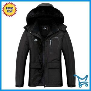 Waterproof Ski Jacket Insulated Windproof Hooded Winter Coat for Hiking &